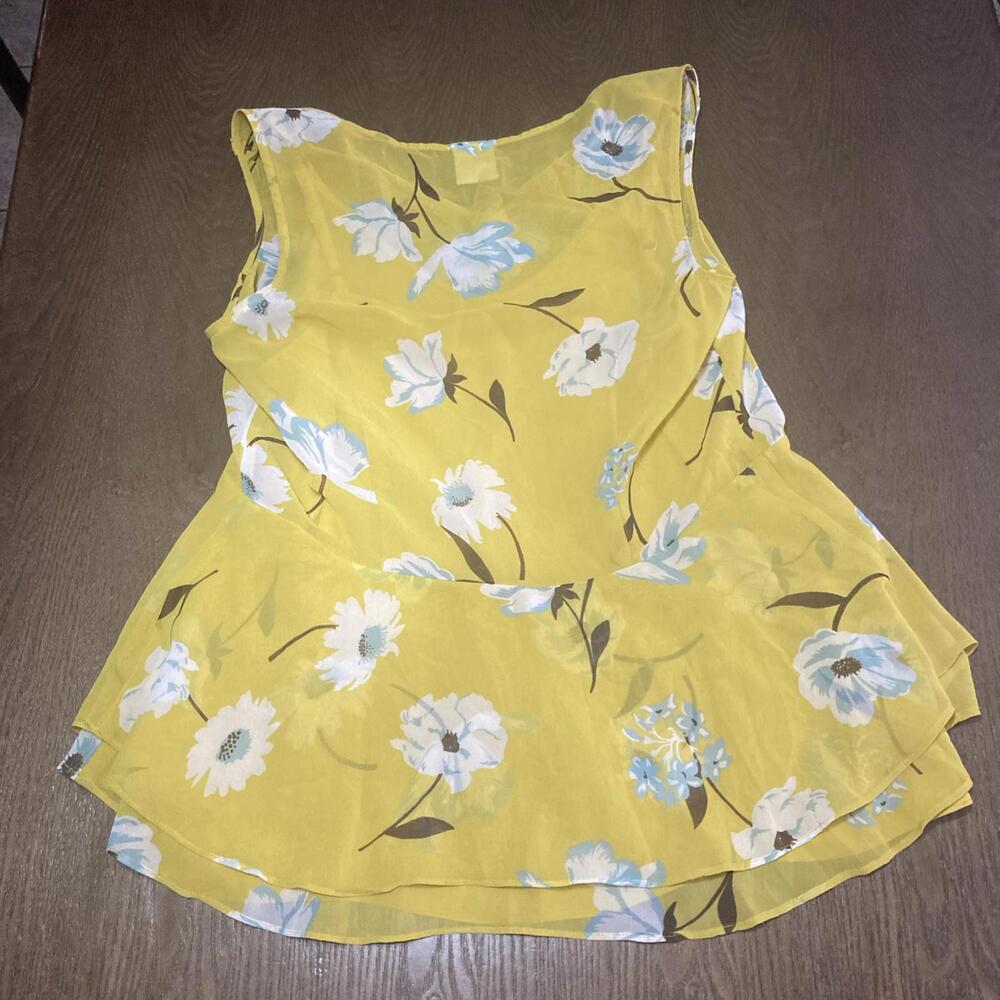 Cabi Women's Yellow Floral Dazzle Top Blouse Cami Lined #3782 Size Small - Picture 3 of 4